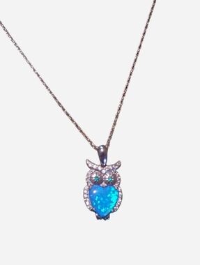 JCM Blue Owl Pendant Necklace Sterling Silver